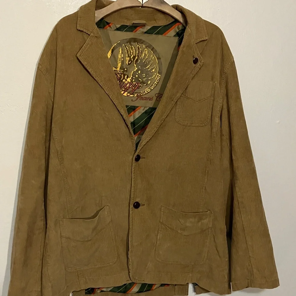 Plugg men’s corduroy blazer with elbow patches XL fully lined with retro fabric